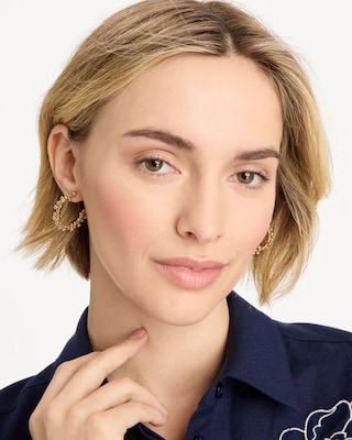 Golden Beaded Hoop Earrings click to view larger image.