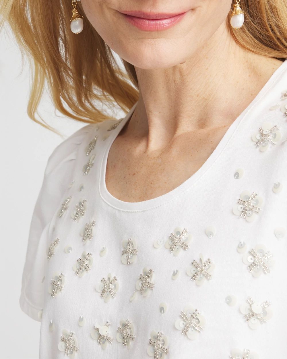 Embellished Flutter Sleeve Tee