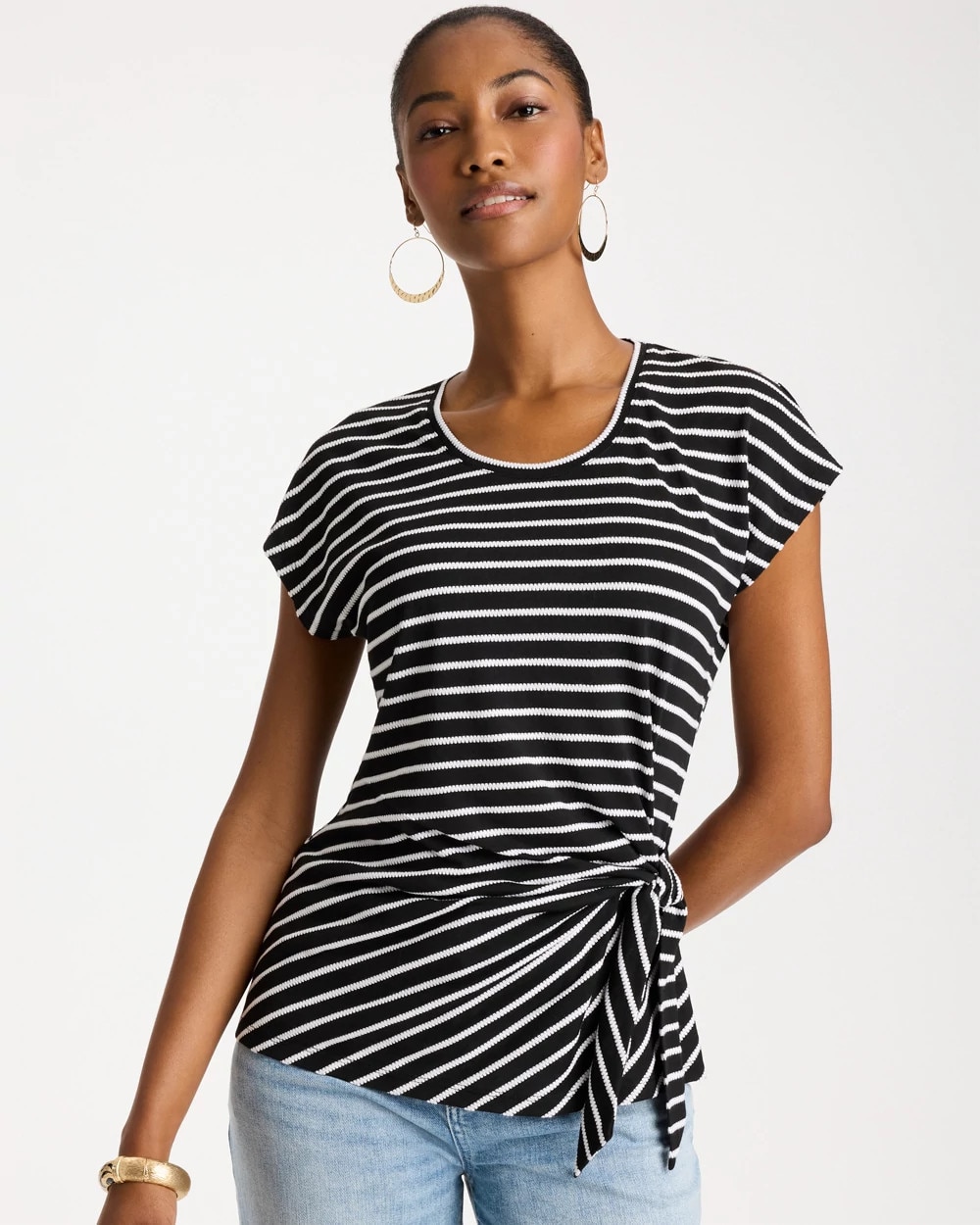 Striped Tie-Front Tee