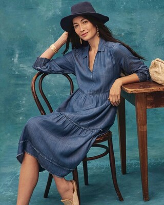 Tencel Fray Detail Tunic Dress