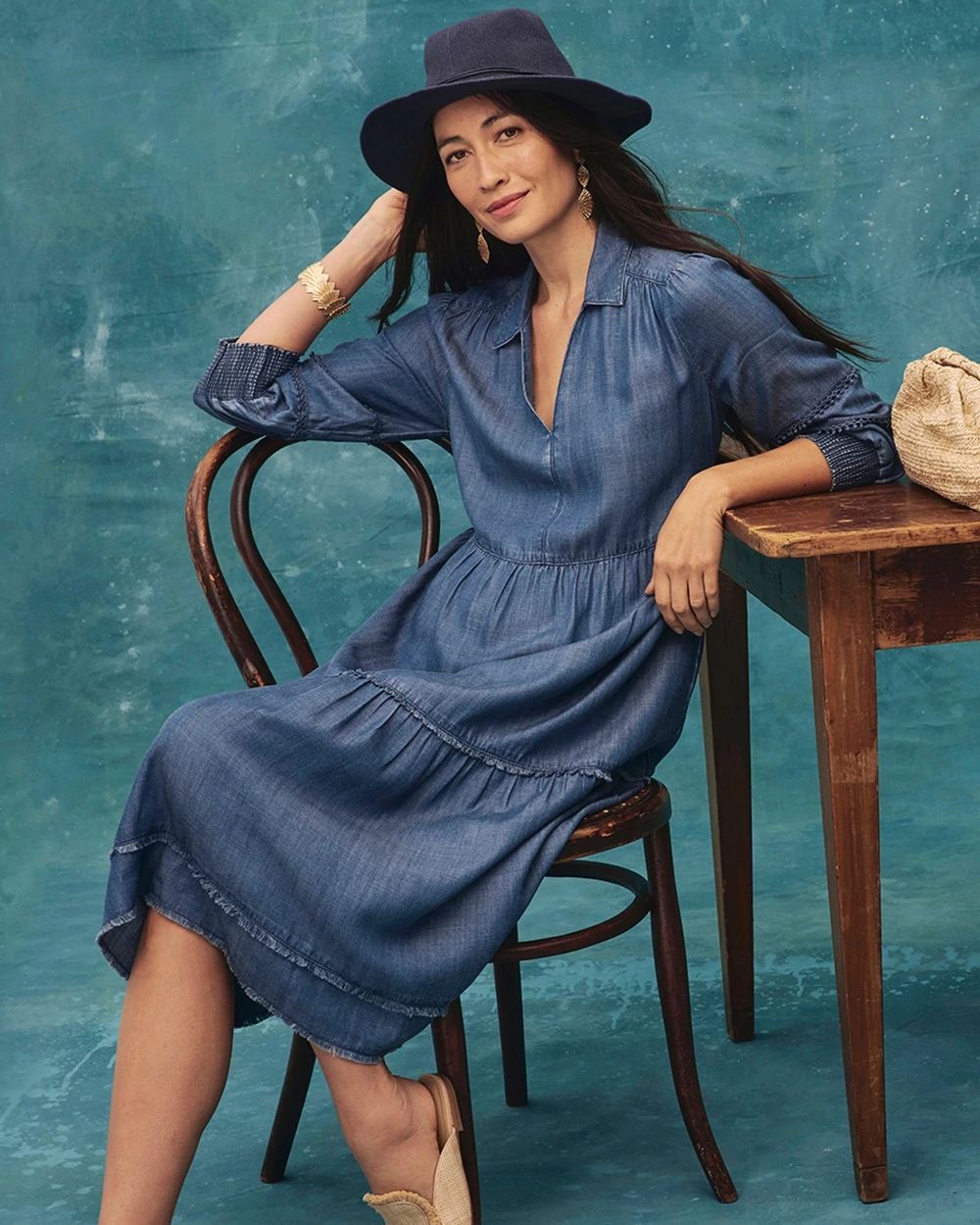 Tencel Fray Detail Tunic Dress