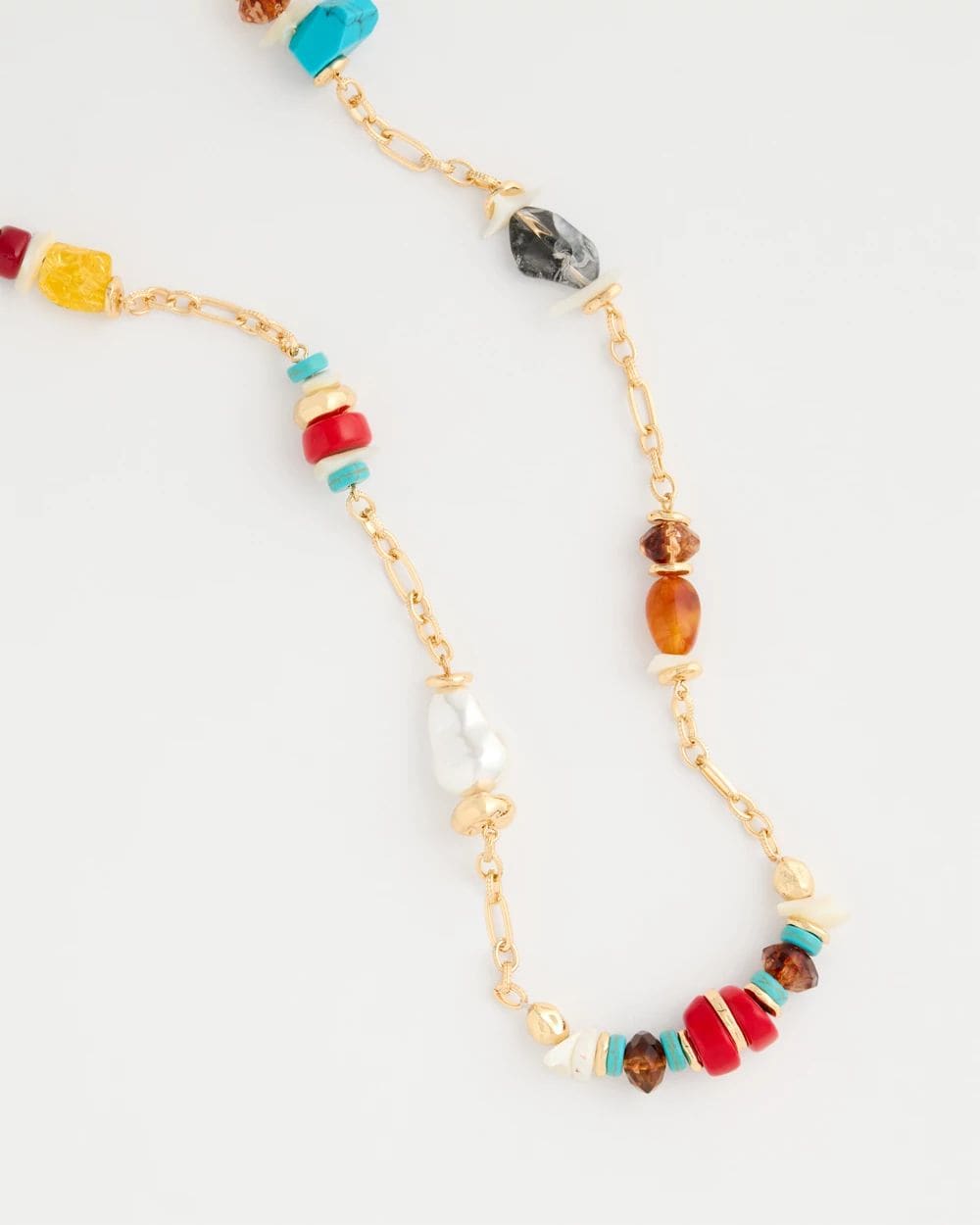 Mixed-Media Long Beaded Necklace click to view larger image.