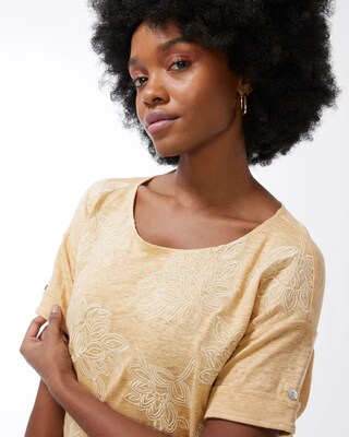 Linen Leaf Print Relaxed Tee