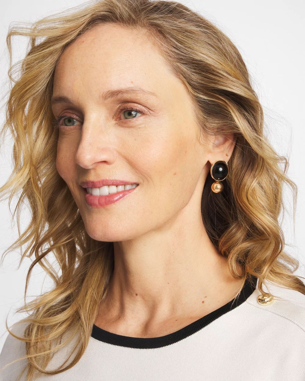 Black Sphere Drop Earrings