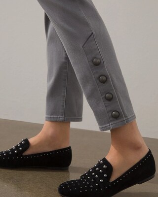 Pull-on Button Hem Ankle Jeggings