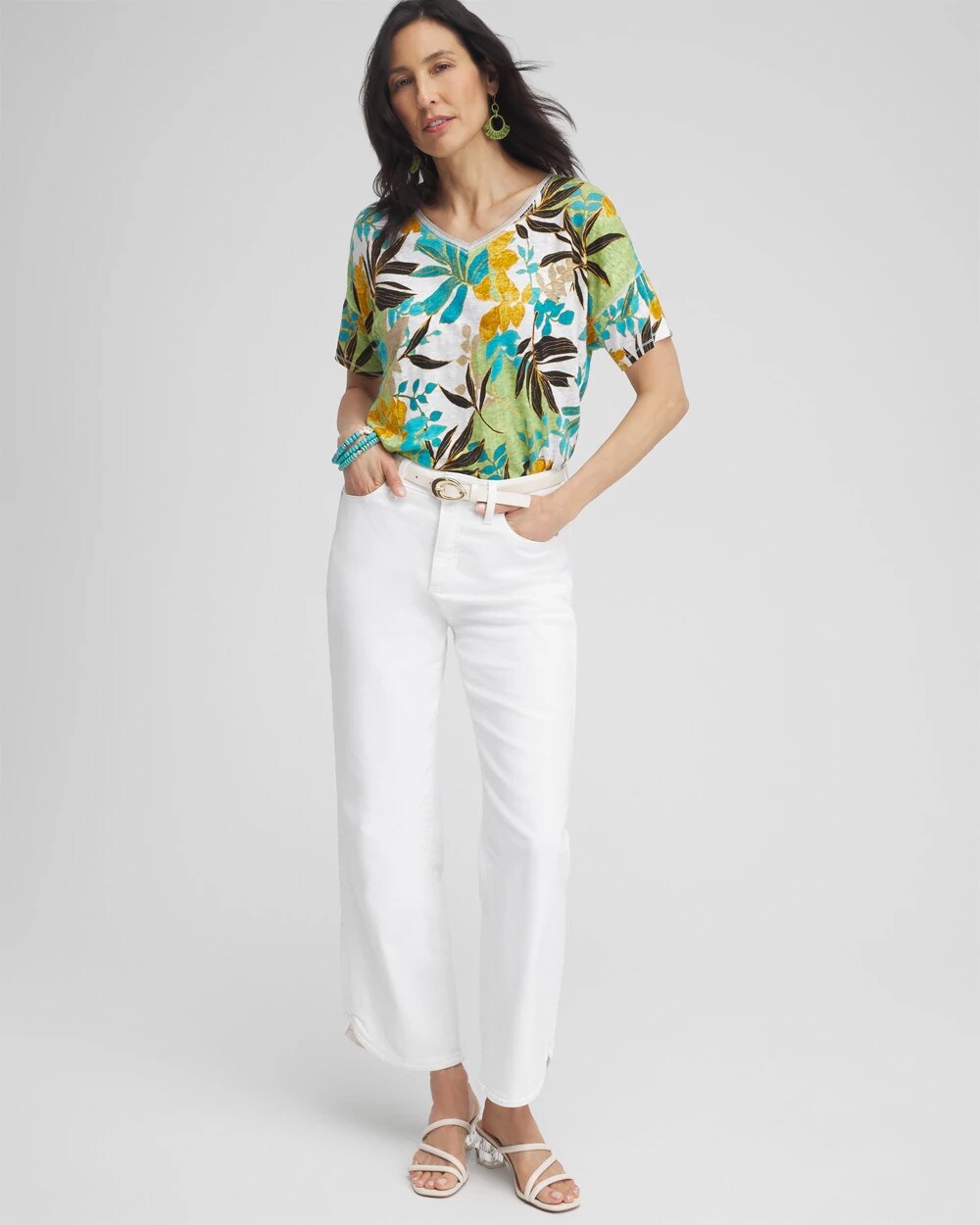 Linen Palms Sweater Trim Tee