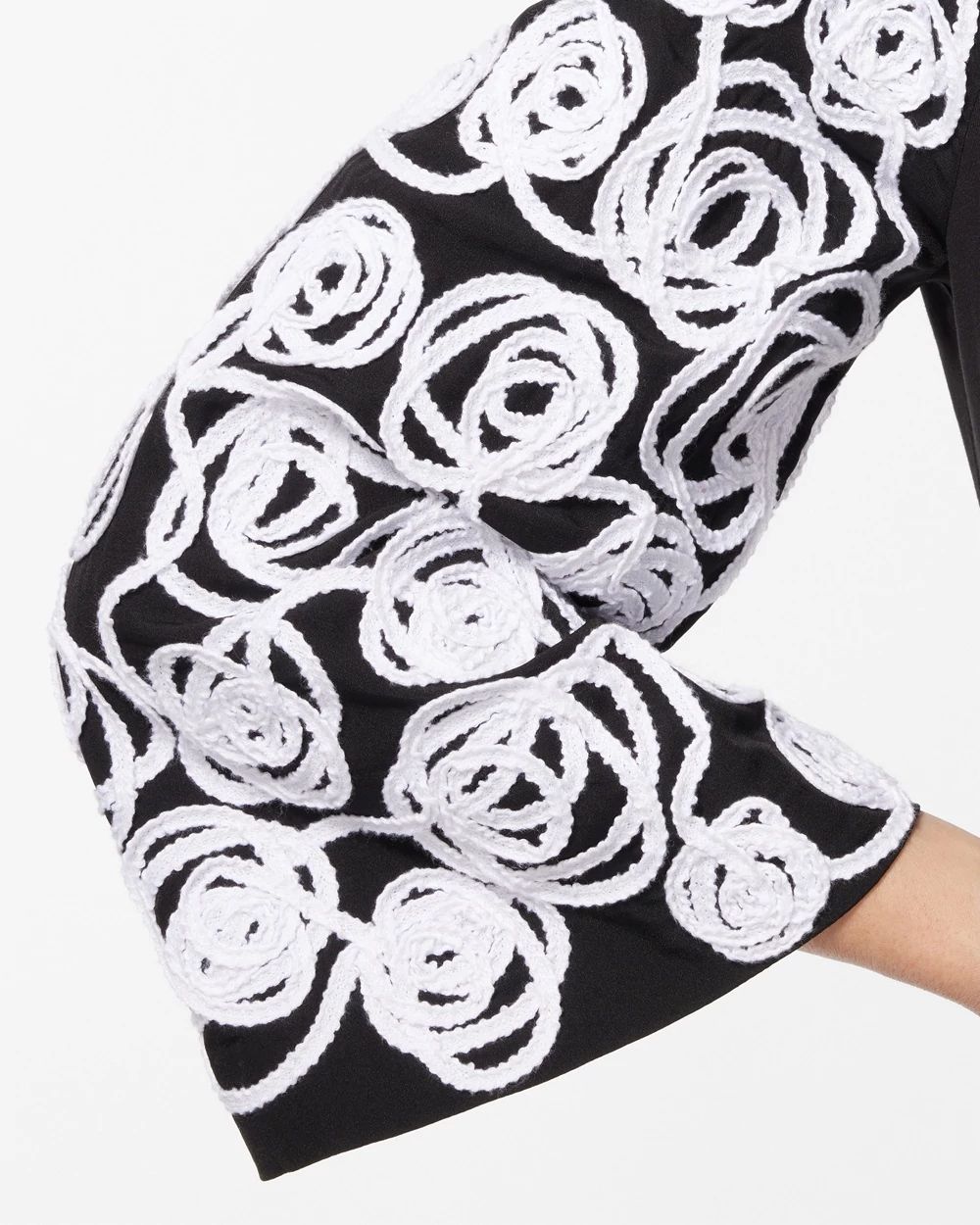 Knit Woven Mix Soutache Sleeve Tee