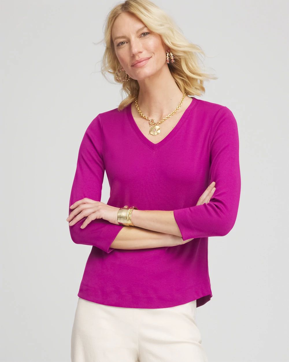 Everyday 3/4 Sleeve V-Neck Tee