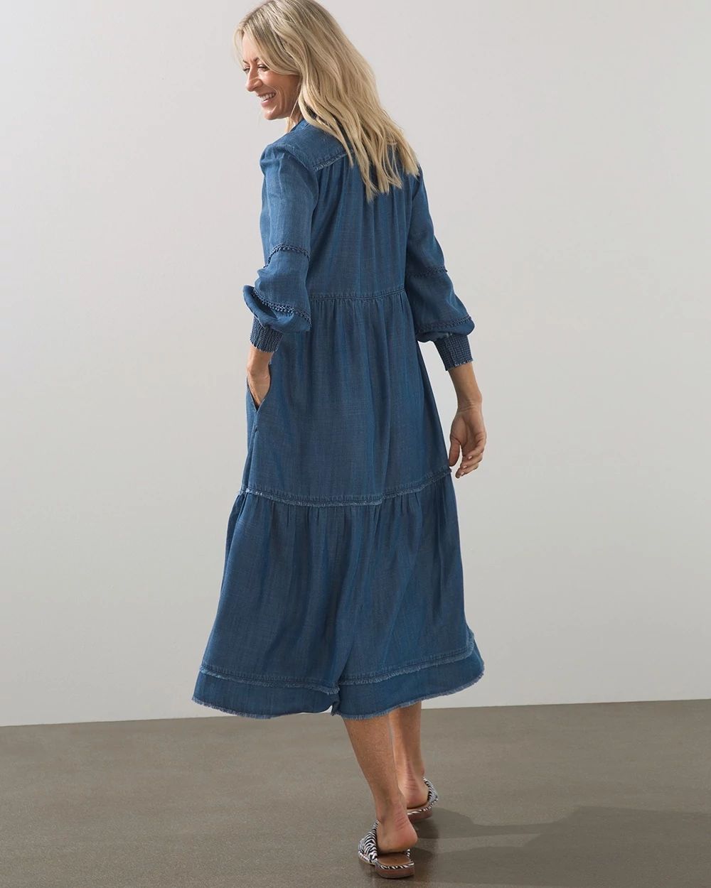 Tencel Fray Detail Tunic Dress