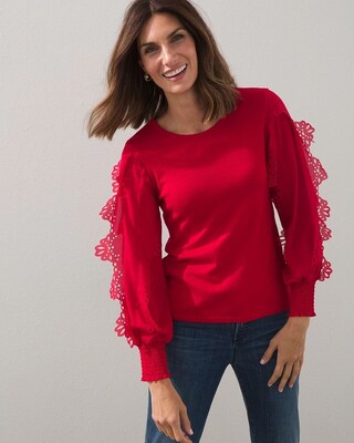 Laser Cut Applique Sleeve Sweater
