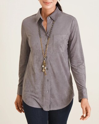 Everyday Faux-Suede Button-Front Shirt