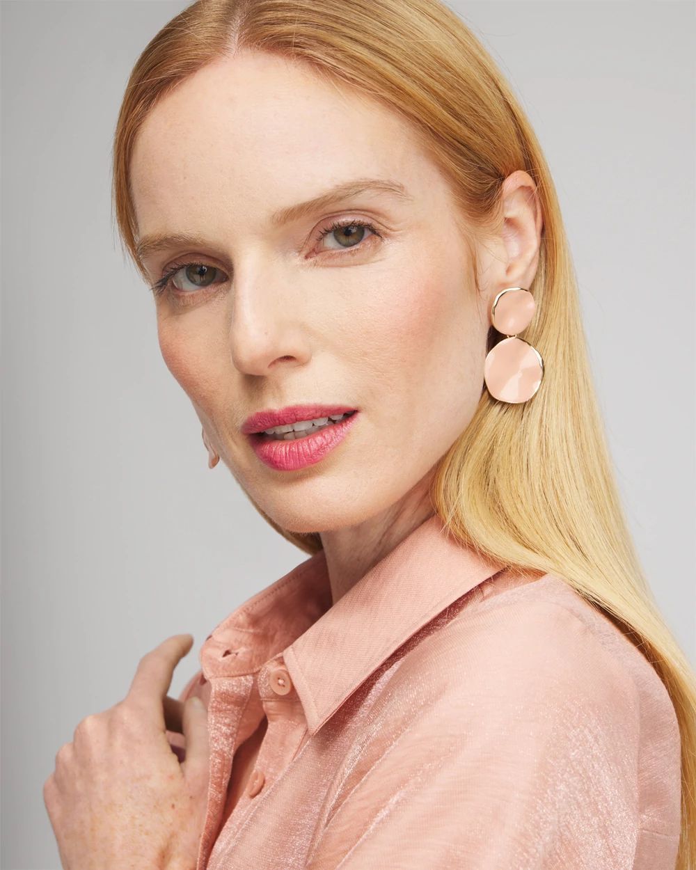 Pink Round Drop Earrings