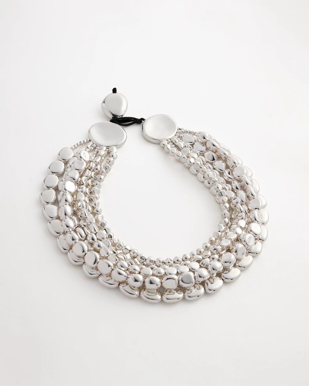 Silver-Tone Pebble Links Bib Necklace