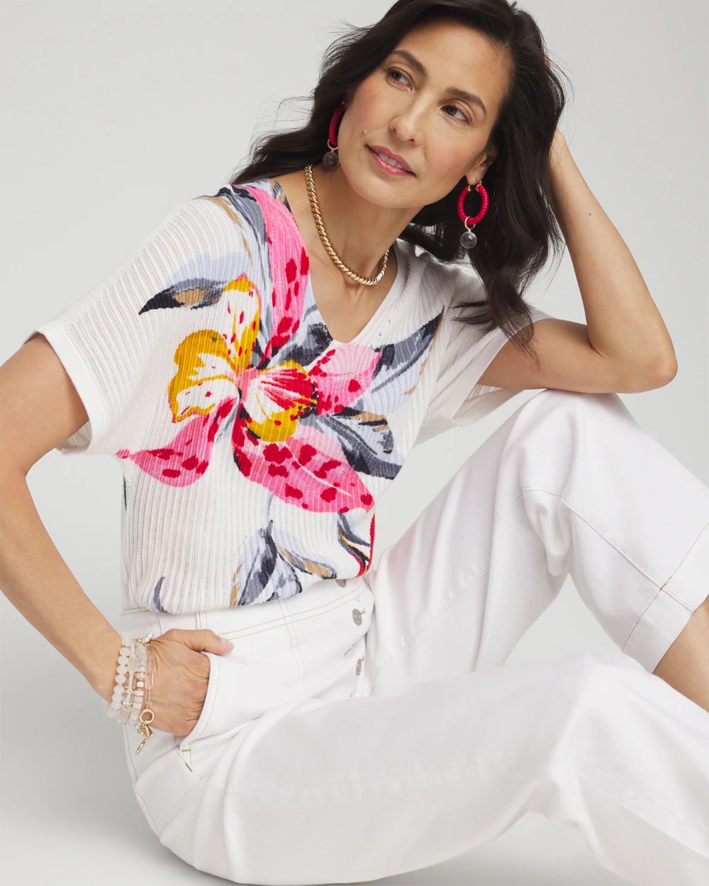 Floral Print Dolman Pullover click to view larger image.