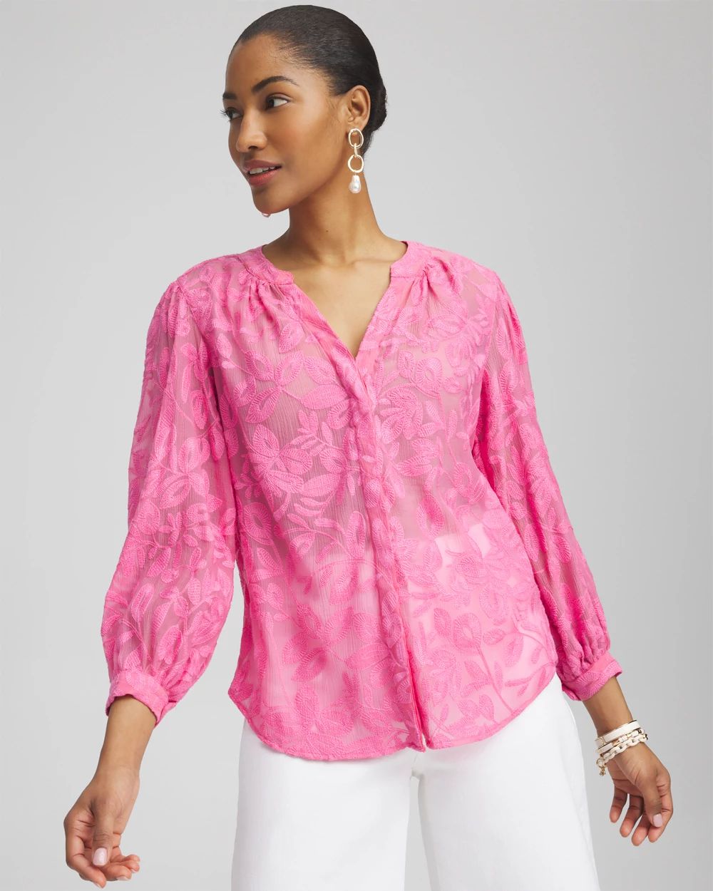 Chiffon Embroidered Shirt