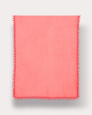 Pom Pom Oblong Scarf click to view larger image.