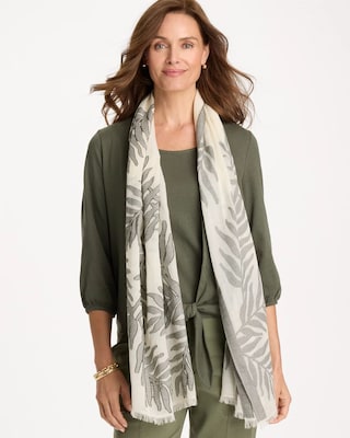 Palm Embroidered Oblong Scarf click to view larger image.