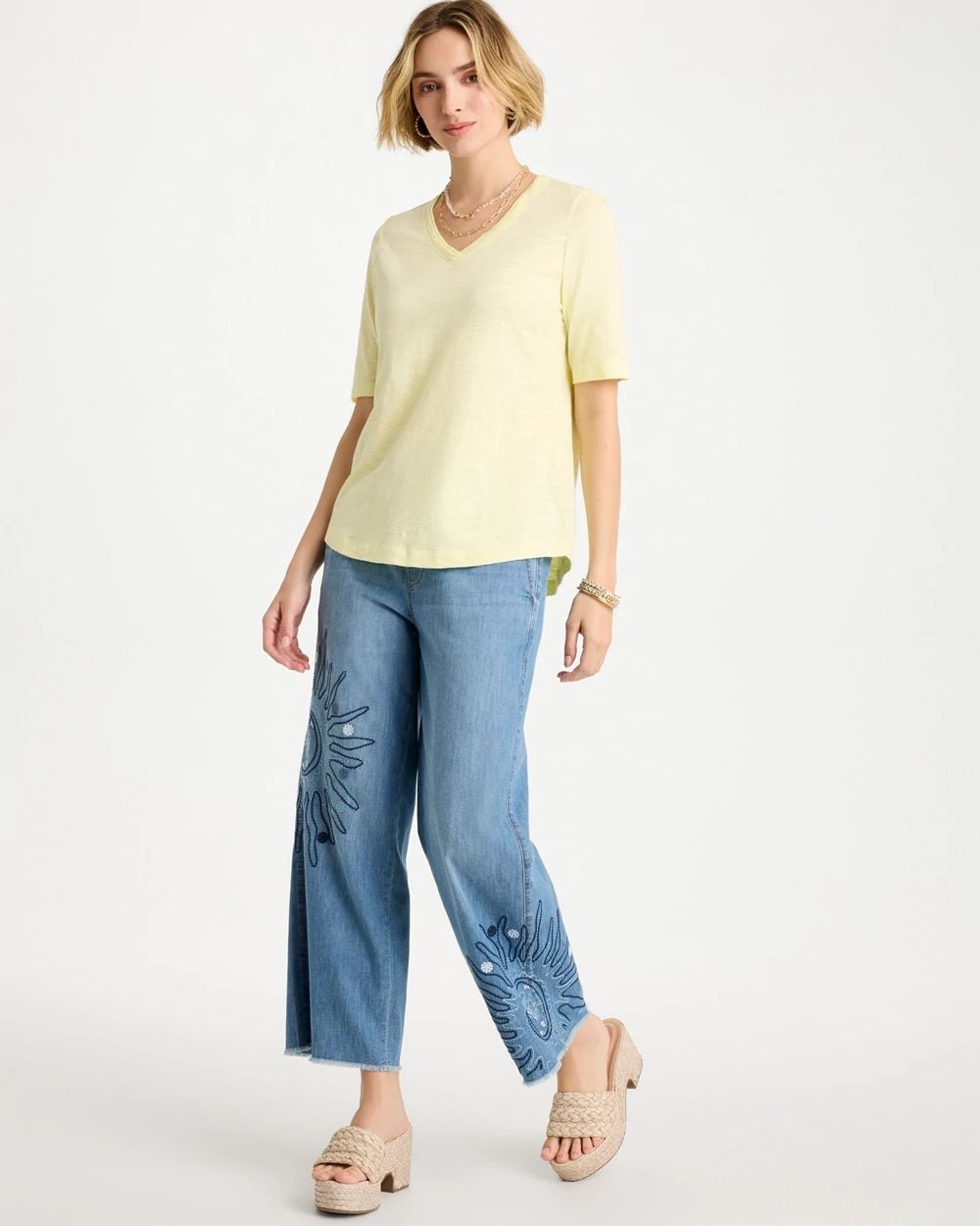 Cotton Slub V-Neck Tee