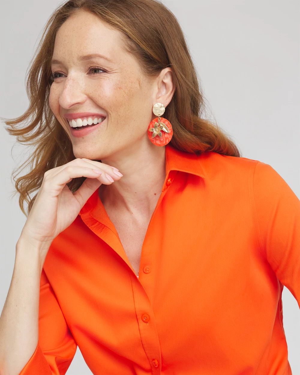 No Droop™ Orange Leaf Drop Earrings