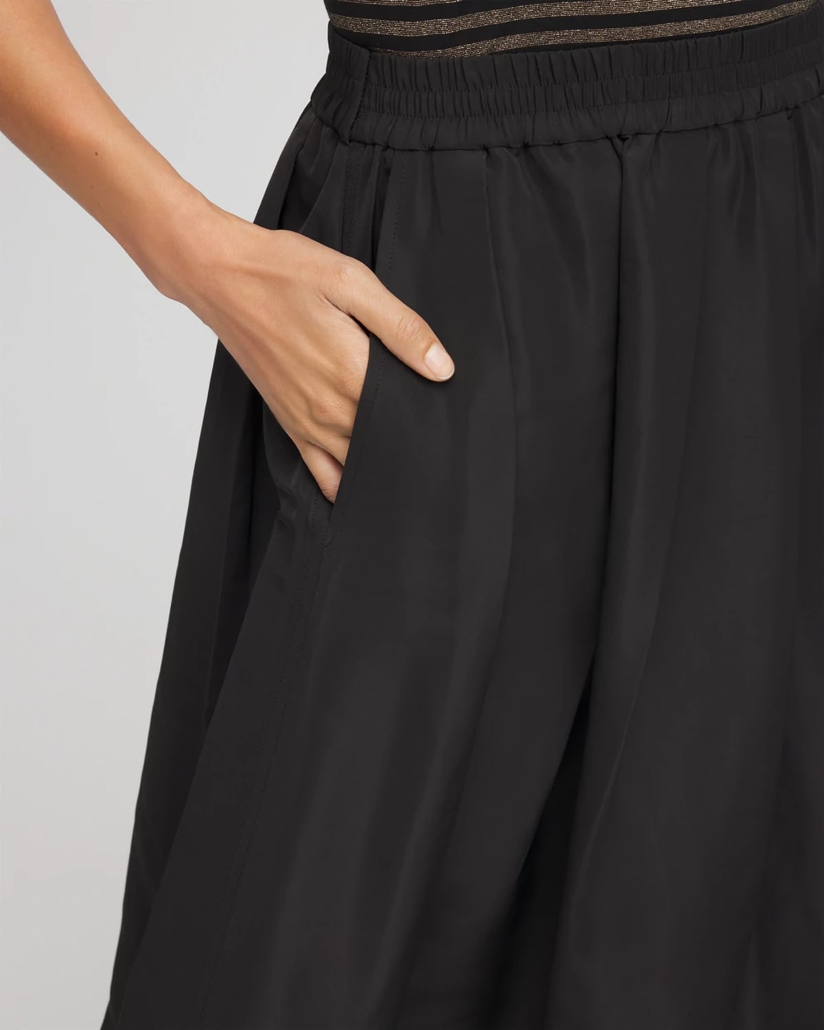 Chico's Pleated Taffeta Maxi Skirt In Black In Black