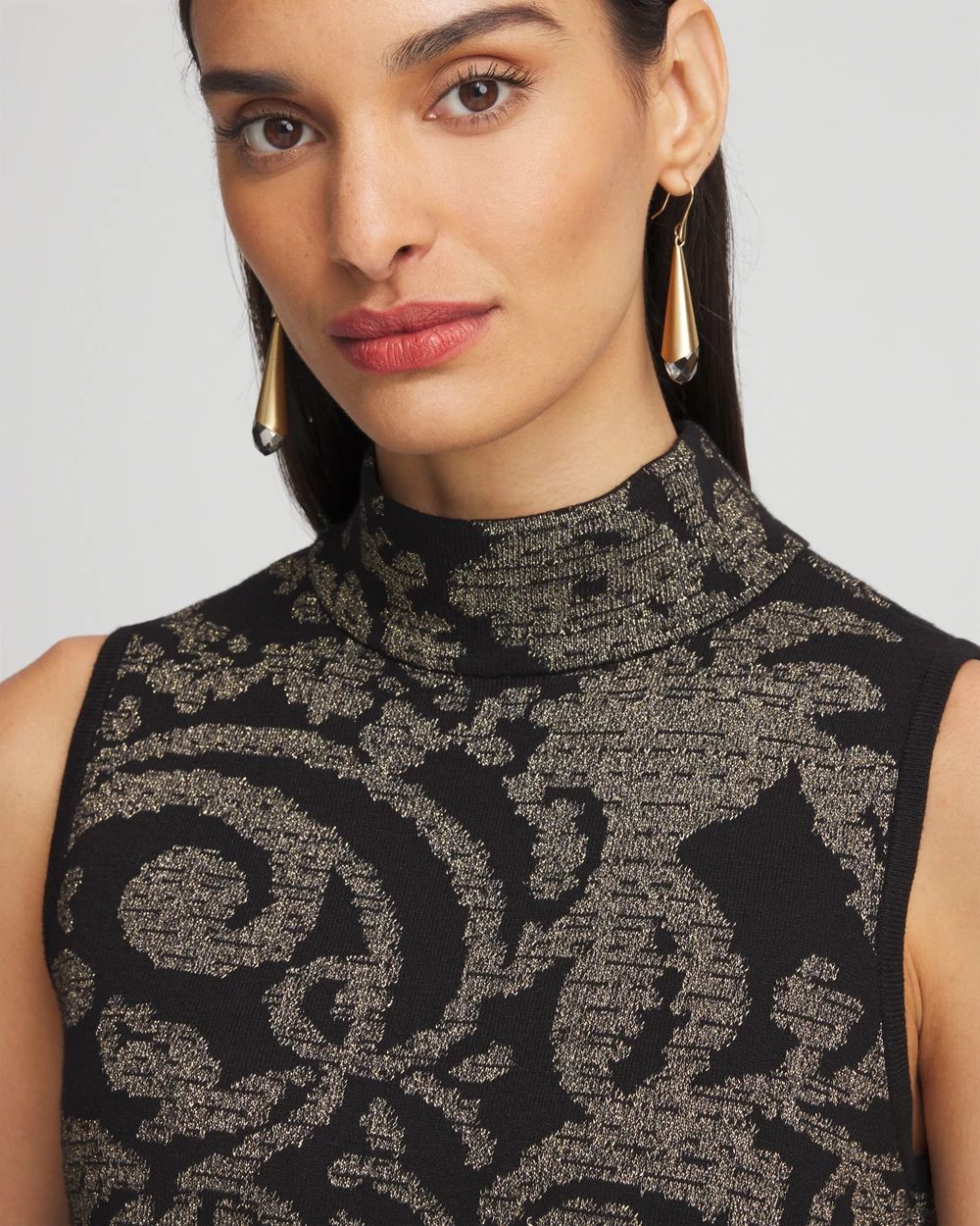 Jacquard Mockneck Sweater Tank