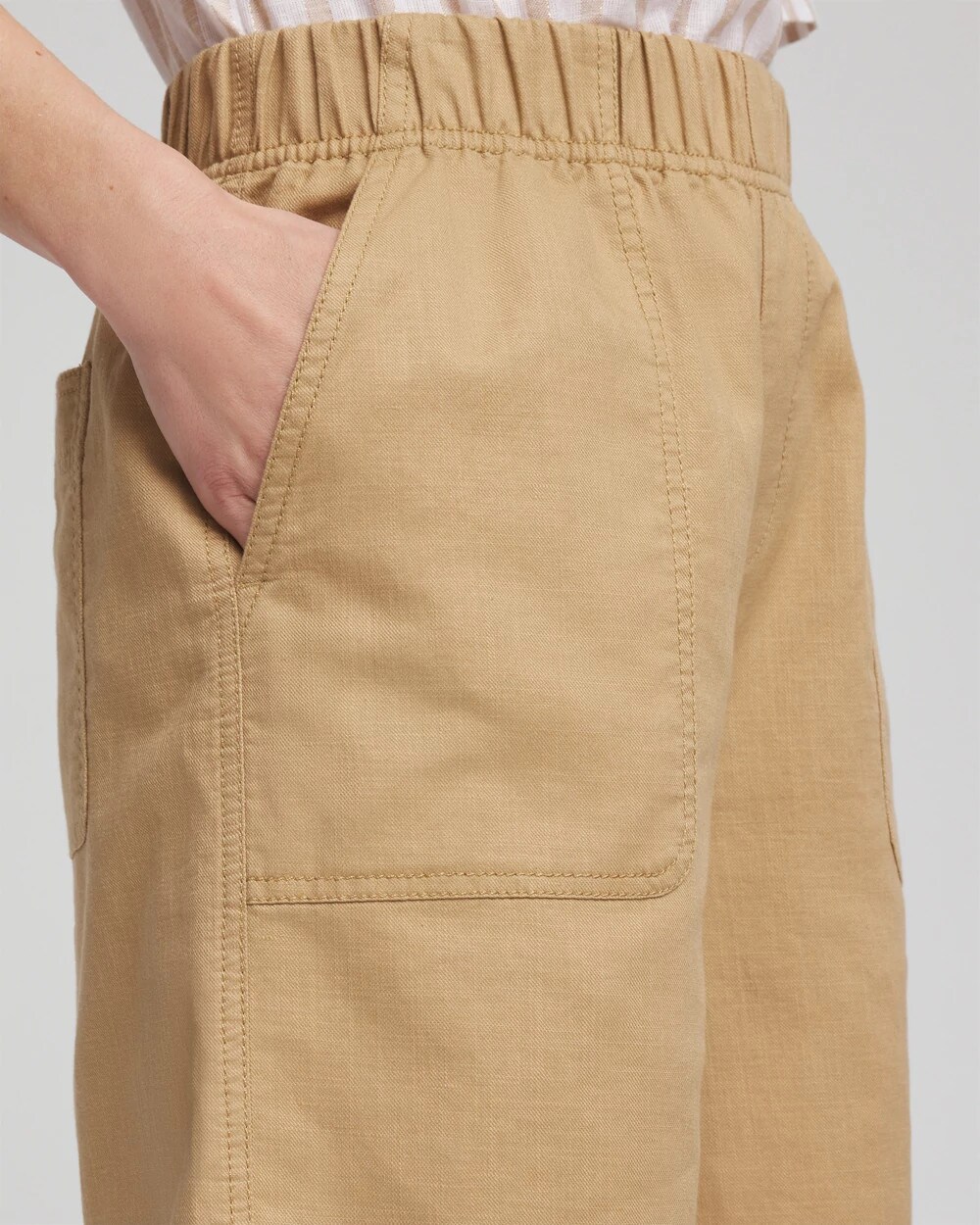 Cotton-Linen Pull-On Utility Shorts