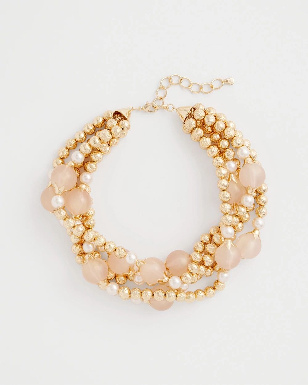 Gold Pink Chunky Beaded Necklace