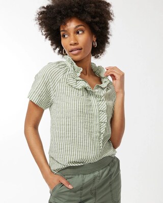 High Neck Stripe Shirt