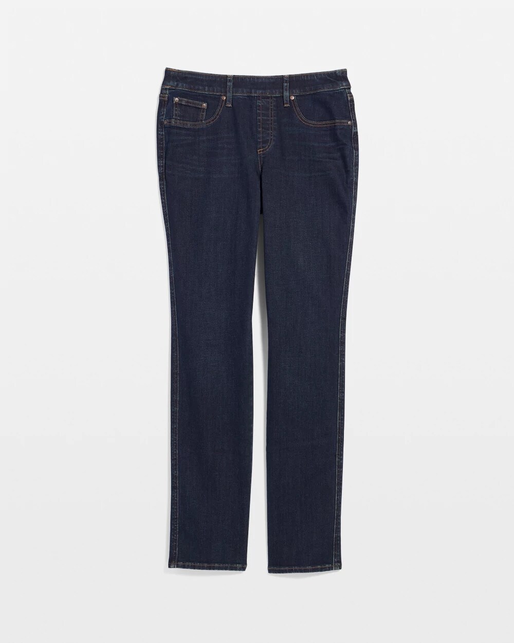 Dark Wash Pull-On Straight-Leg Jeans
