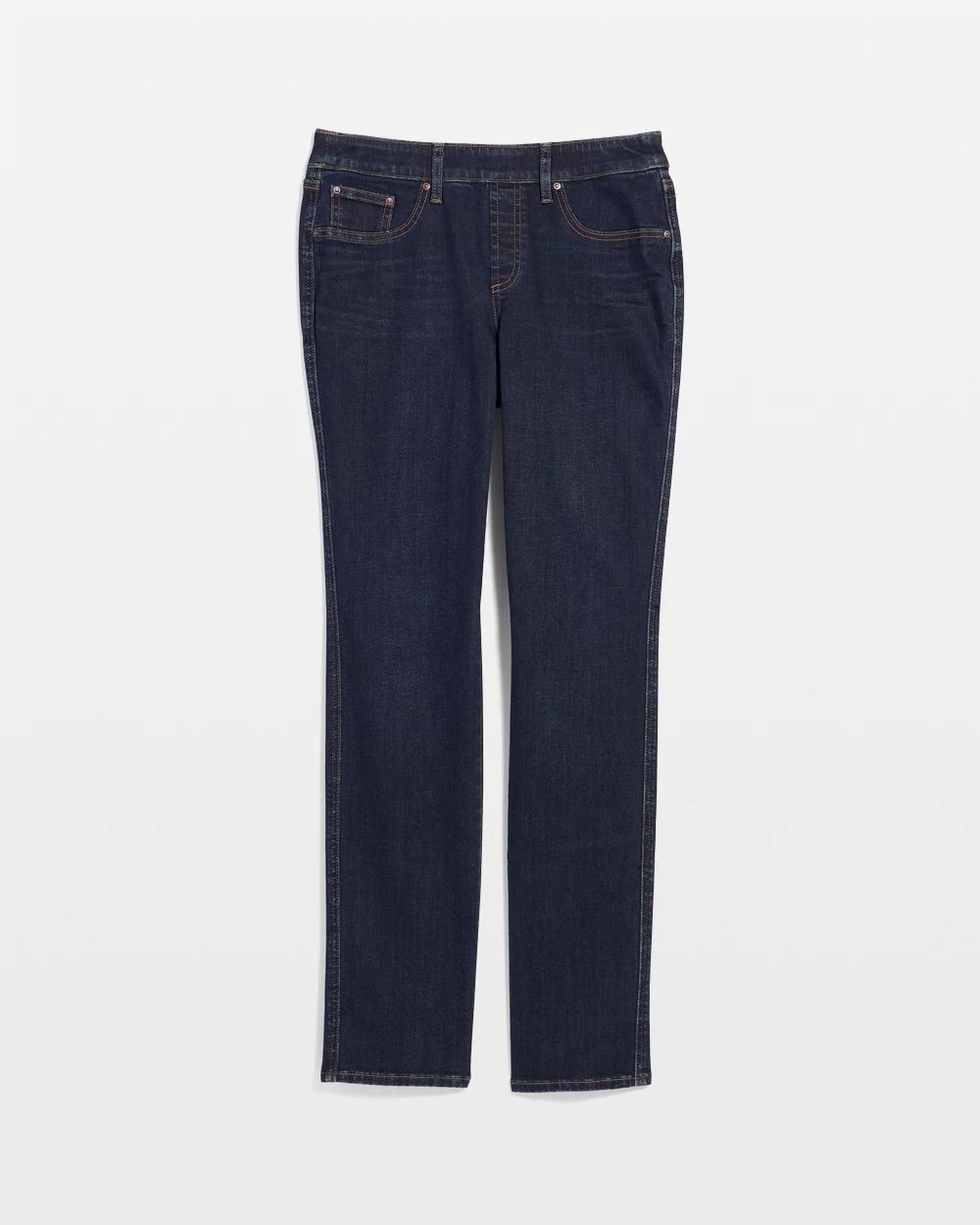 Dark Wash Pull-On Straight-Leg Jeans
