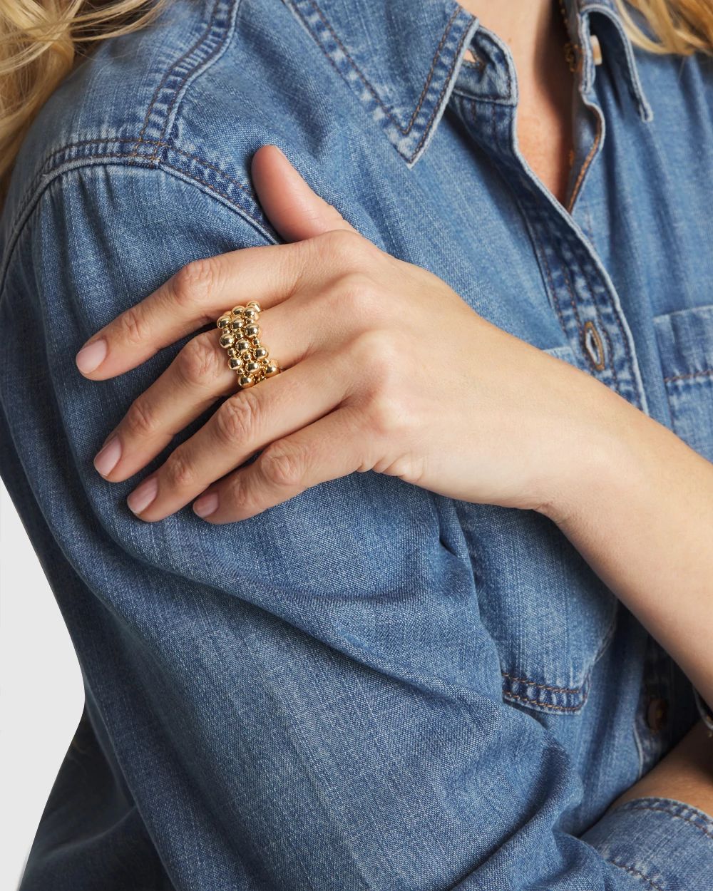 Gold Bead Stretch Ring click to view larger image.