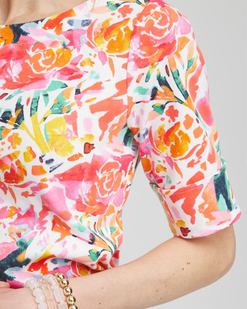 Abstract Bateau Neck Tee