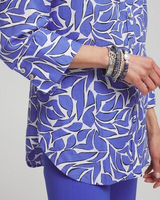 No Iron™ Linen Abstract 3/4 Sleeve Shirt