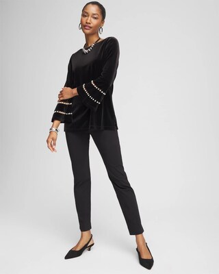 Velvet Faux Pearl Embellished Tunic