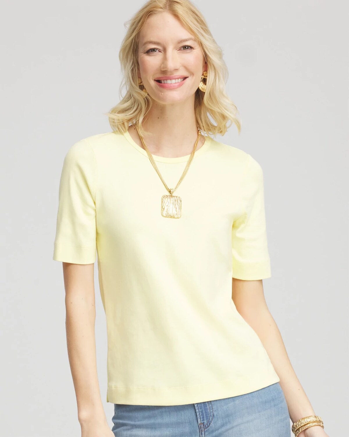 Chico's Classic Fit Pima Cotton Tee In Yellow In Yellow