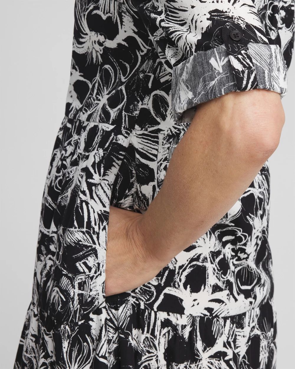 Cotton Roll Tab Sleeve Maxi Dress