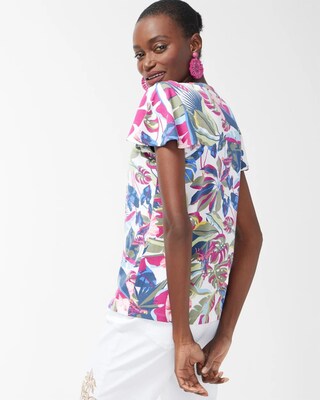 Touch of Cool Tropical Flutter Sleeve Tee