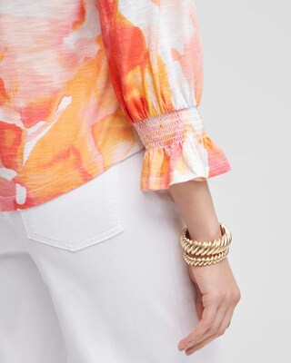 Watercolor Smocked 3/4 Sleeve Tee