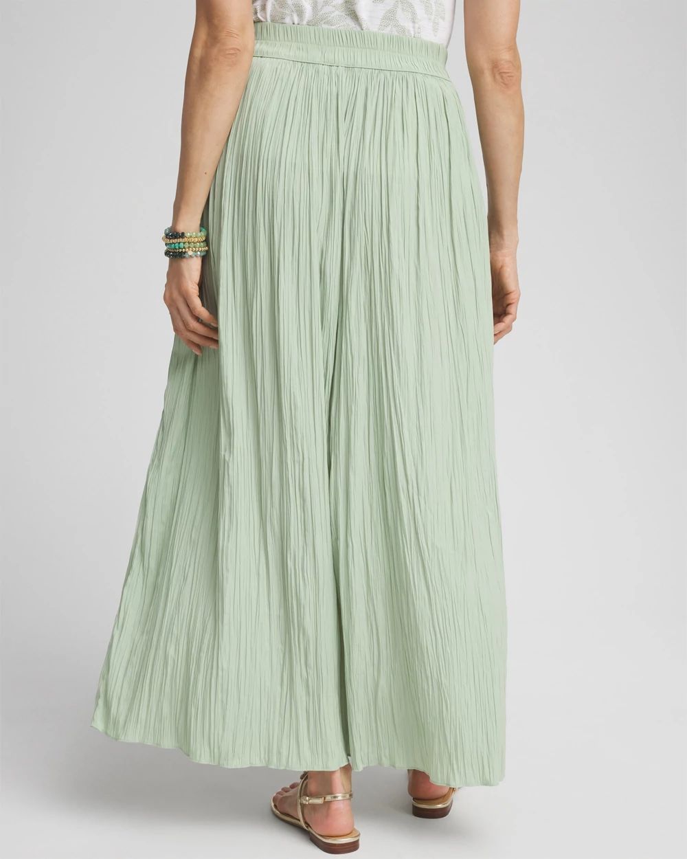 Pull-on Pleated Maxi Skirt