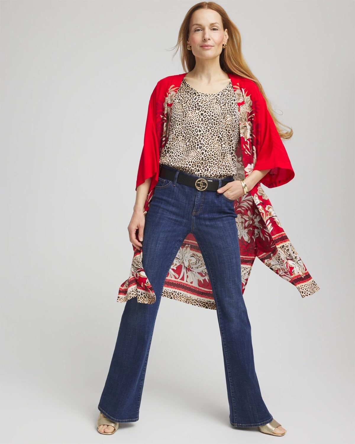 Chico's Art Nouveau Long Kimono In