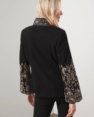 Embroidered Sleeve Wool Topper