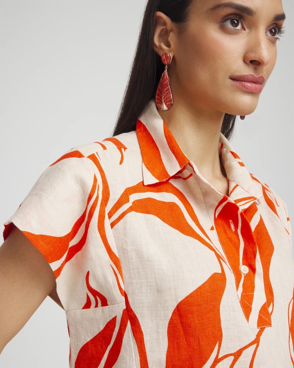 Linen Swirls Popover Top