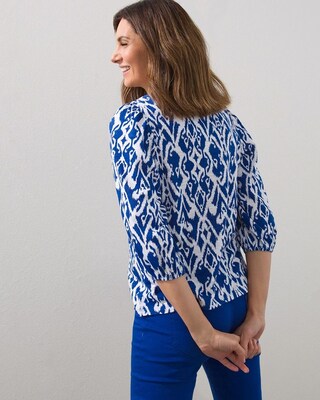 Ikat 3/4 Puff Sleeve Slub Tee
