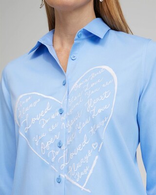 No Iron™ Stretch Embroidered Heart Shirt click to view larger image.