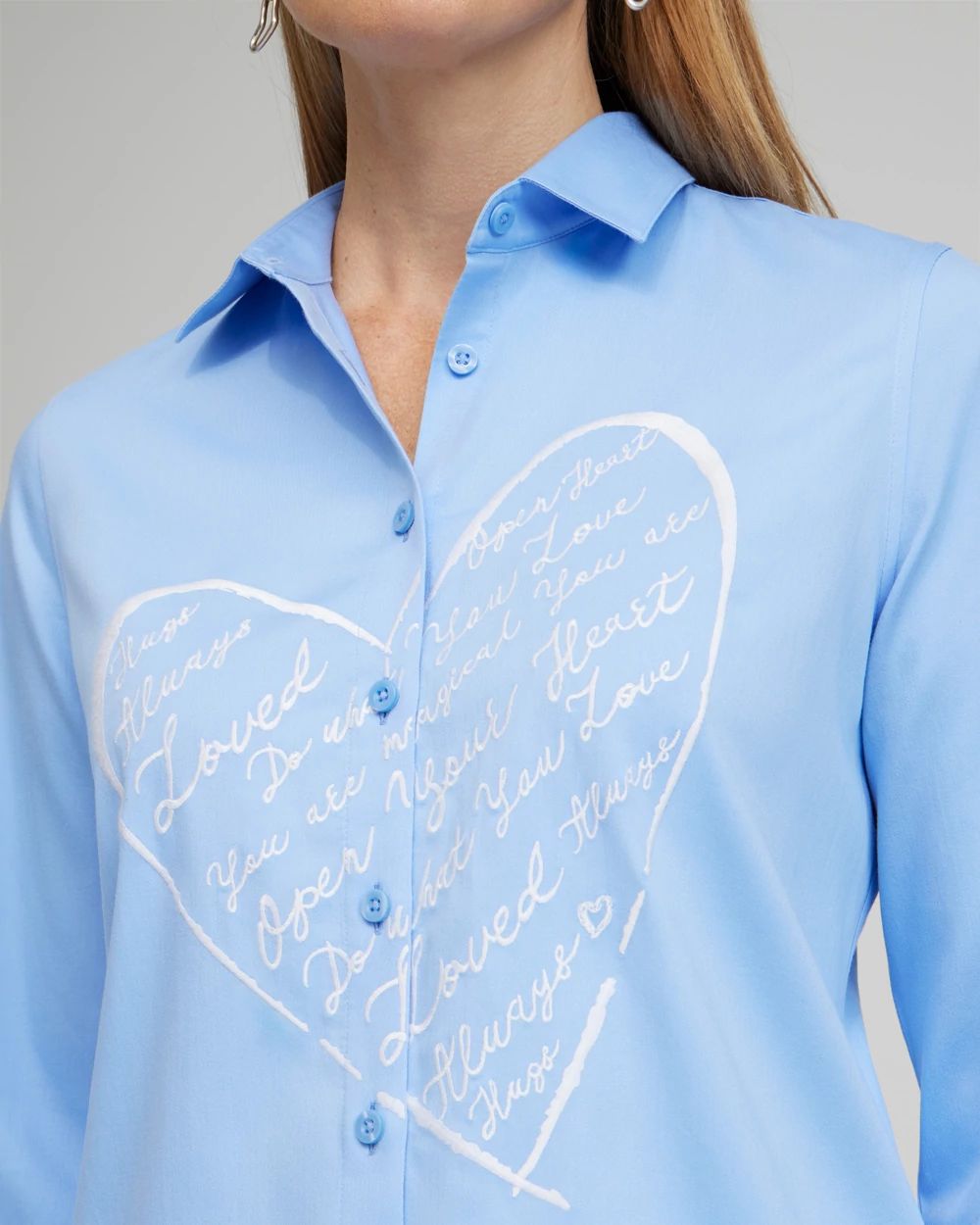 No Iron™ Stretch Embroidered Heart Shirt