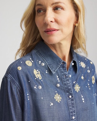 Embellished Tencel Collar Shirt click to view larger image.