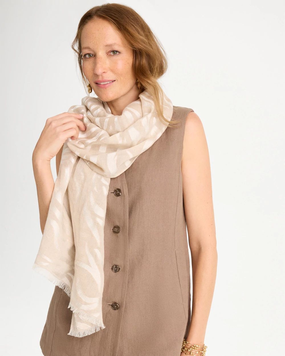 Neutral Zebra Jacquard Oblong Scarf