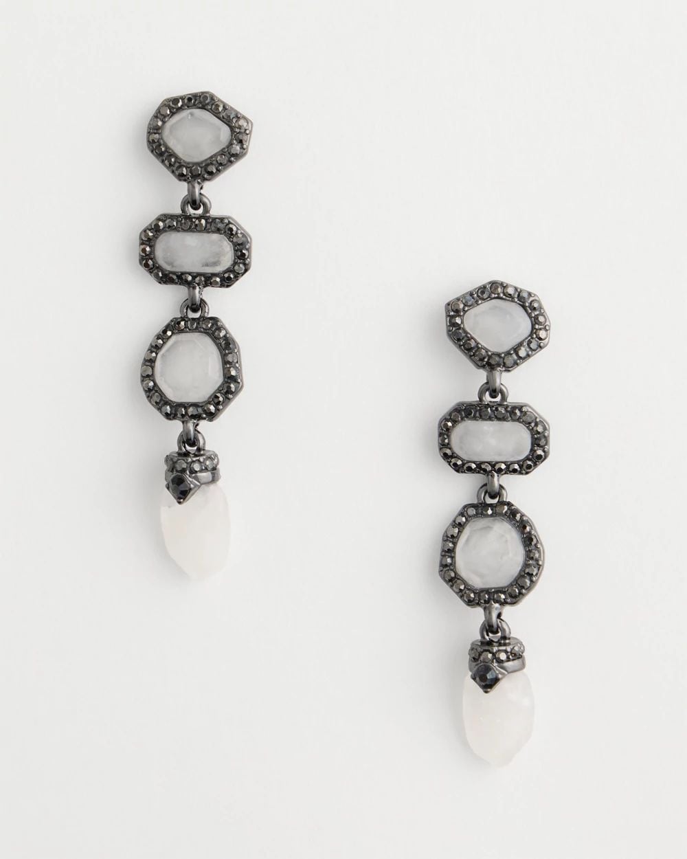Quartz Stone Linear Drop Earrings