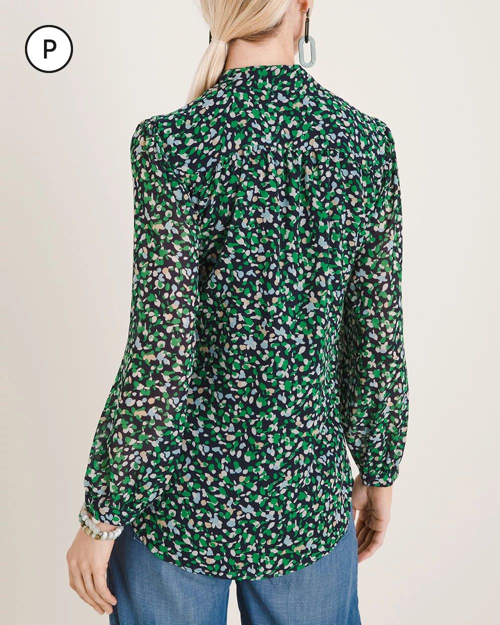 Petite Abstract Dot-Print Blouse
