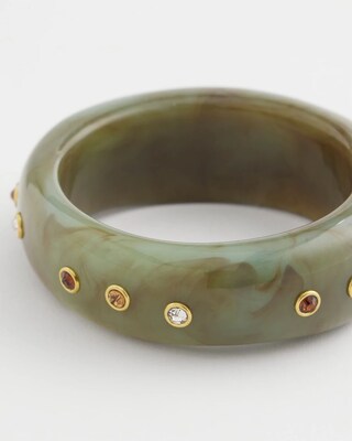Resin & Cubic Zirconia Bezel Bracelet click to view larger image.
